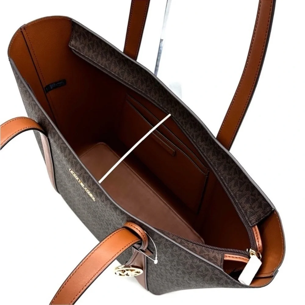 Michael Kors Pratt Large Signature Logo Tote Shoulder Bag Brown